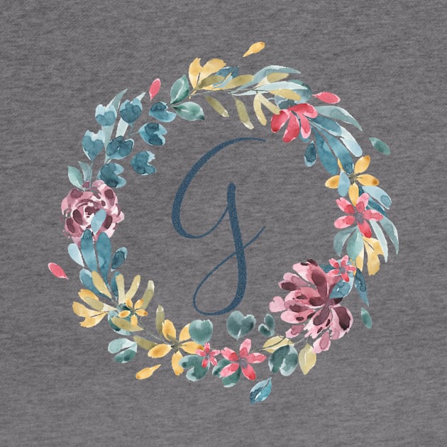 Floral Monogram G Colorful Full Blooms by floralmonogram